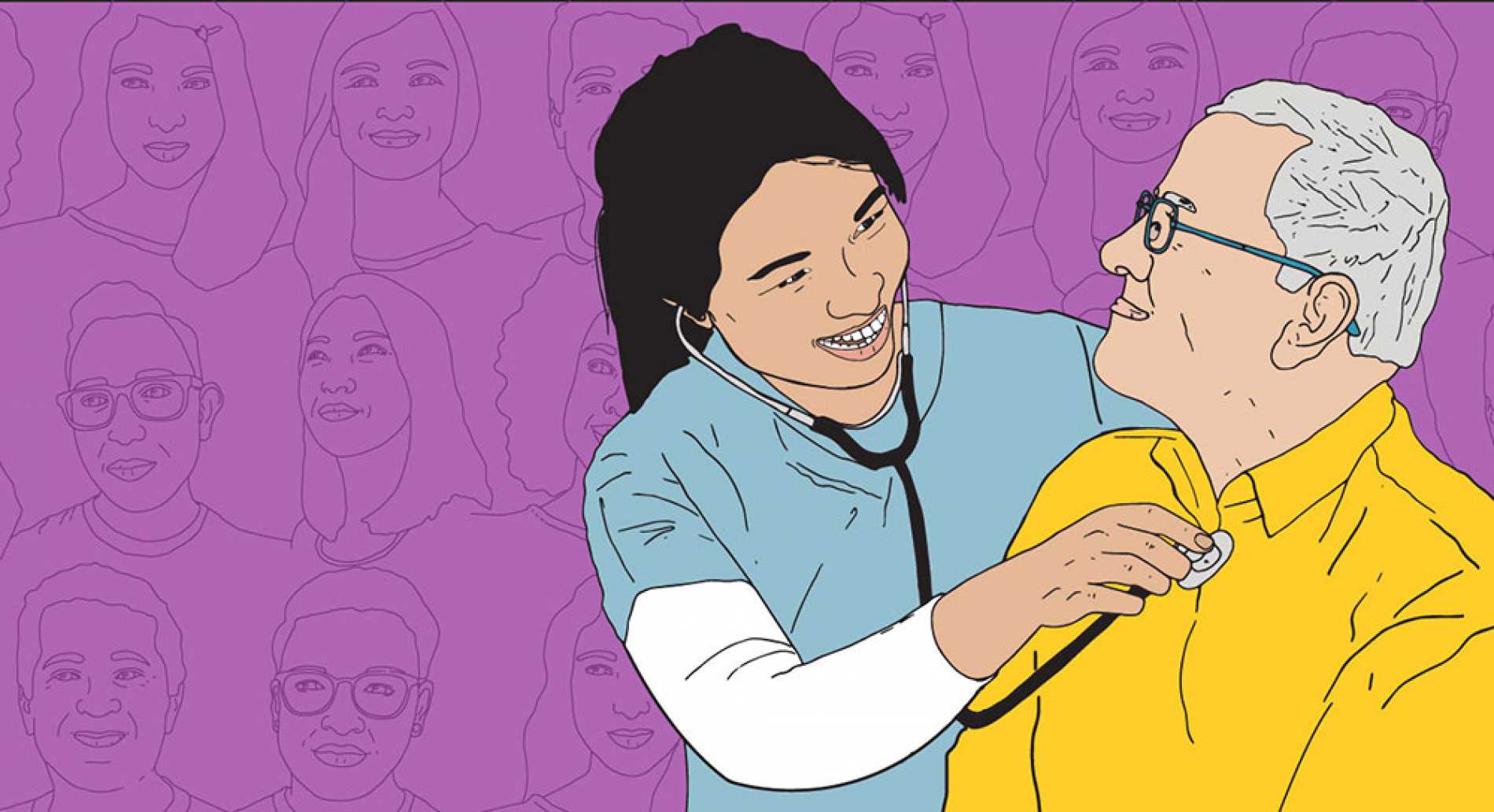 Illustrated doctor with patient